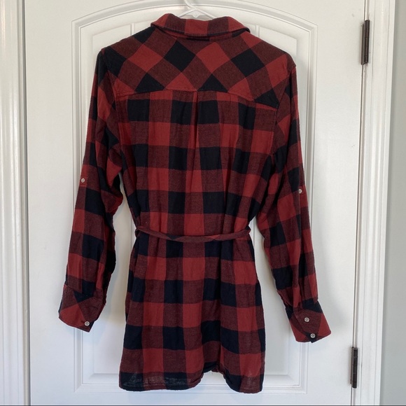 💋SOLD💋Liz Lange Maternity Red Plaid Long Sleeve Top LG - Picture 6 of 6